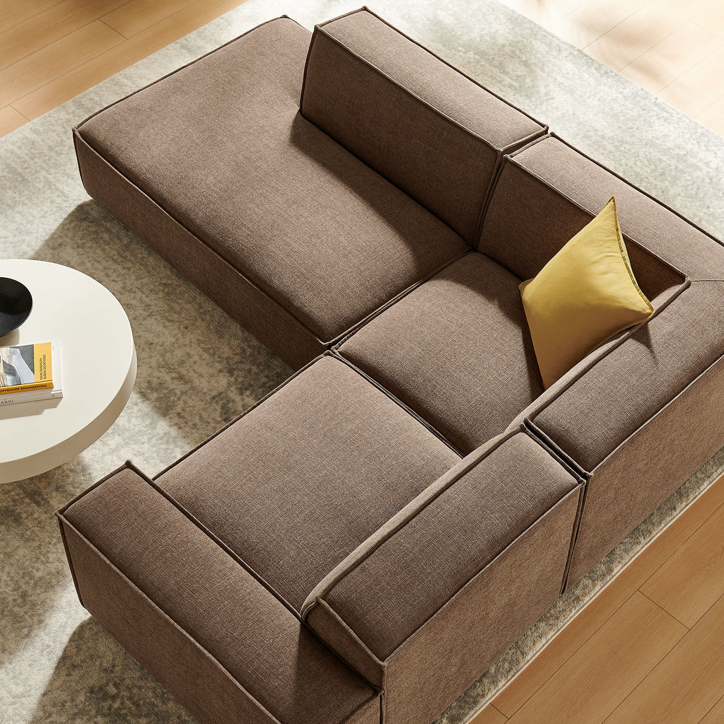 Restore 3-Piece Performance Fabric Upholstered Modular L-Shaped Sectional Sofa - Mocha (Chaise, Chair, Corner Chair)