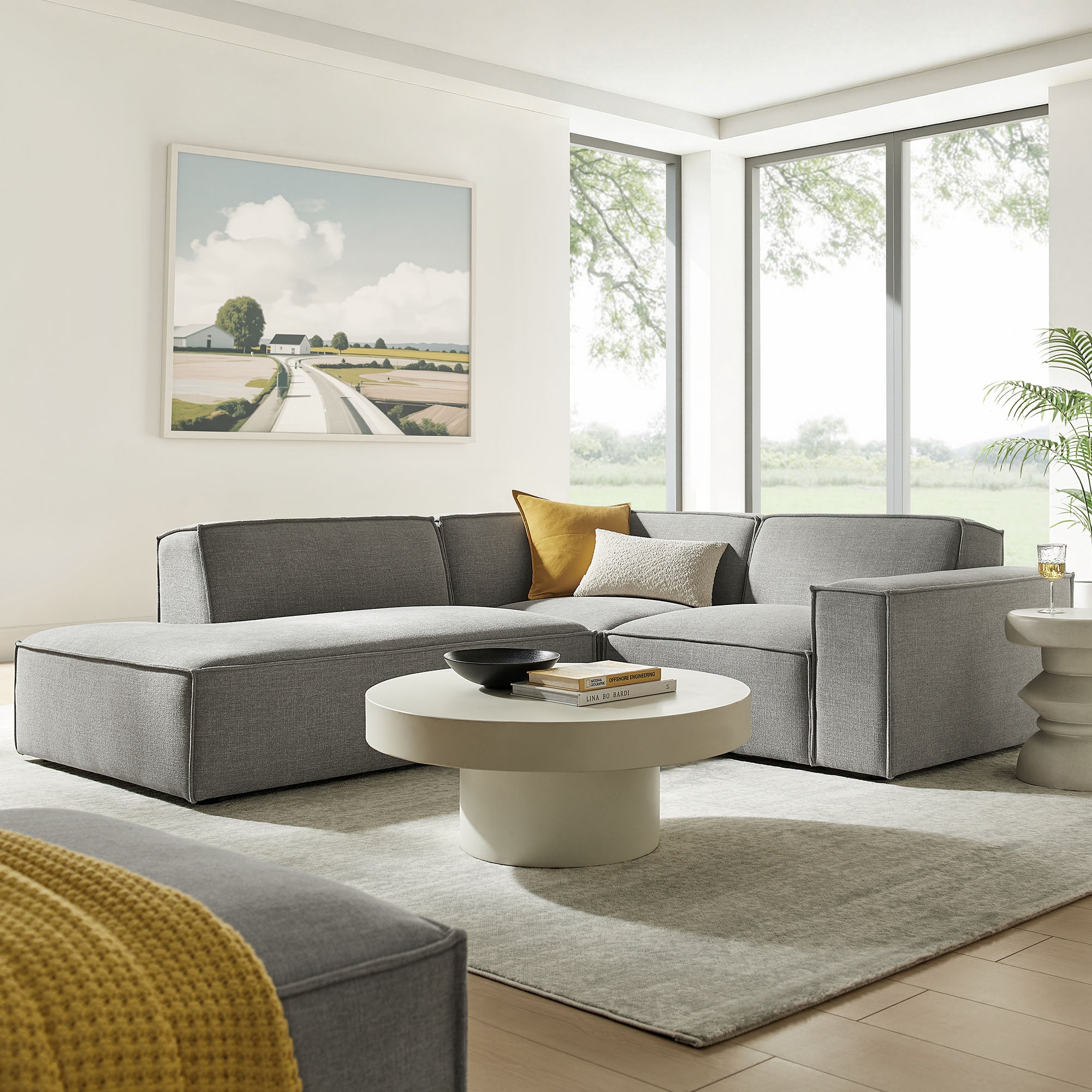 Restore 3-Piece Performance Fabric Upholstered Modular L-Shaped Sectional Sofa - Pewter (Chaise, Chair, Corner Chair)