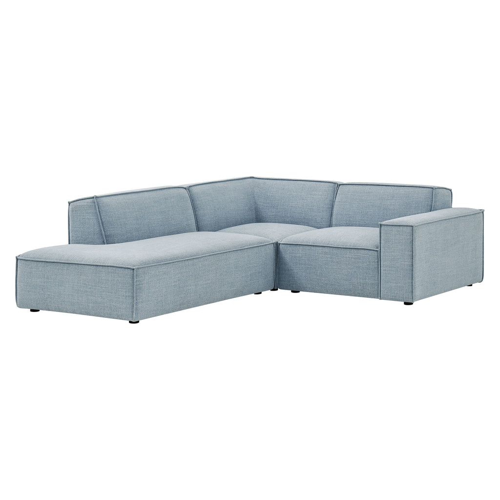 Restore 3-Piece Performance Fabric Upholstered Modular L-Shaped Sectional Sofa - Sky (Chaise, Chair, Corner Chair)