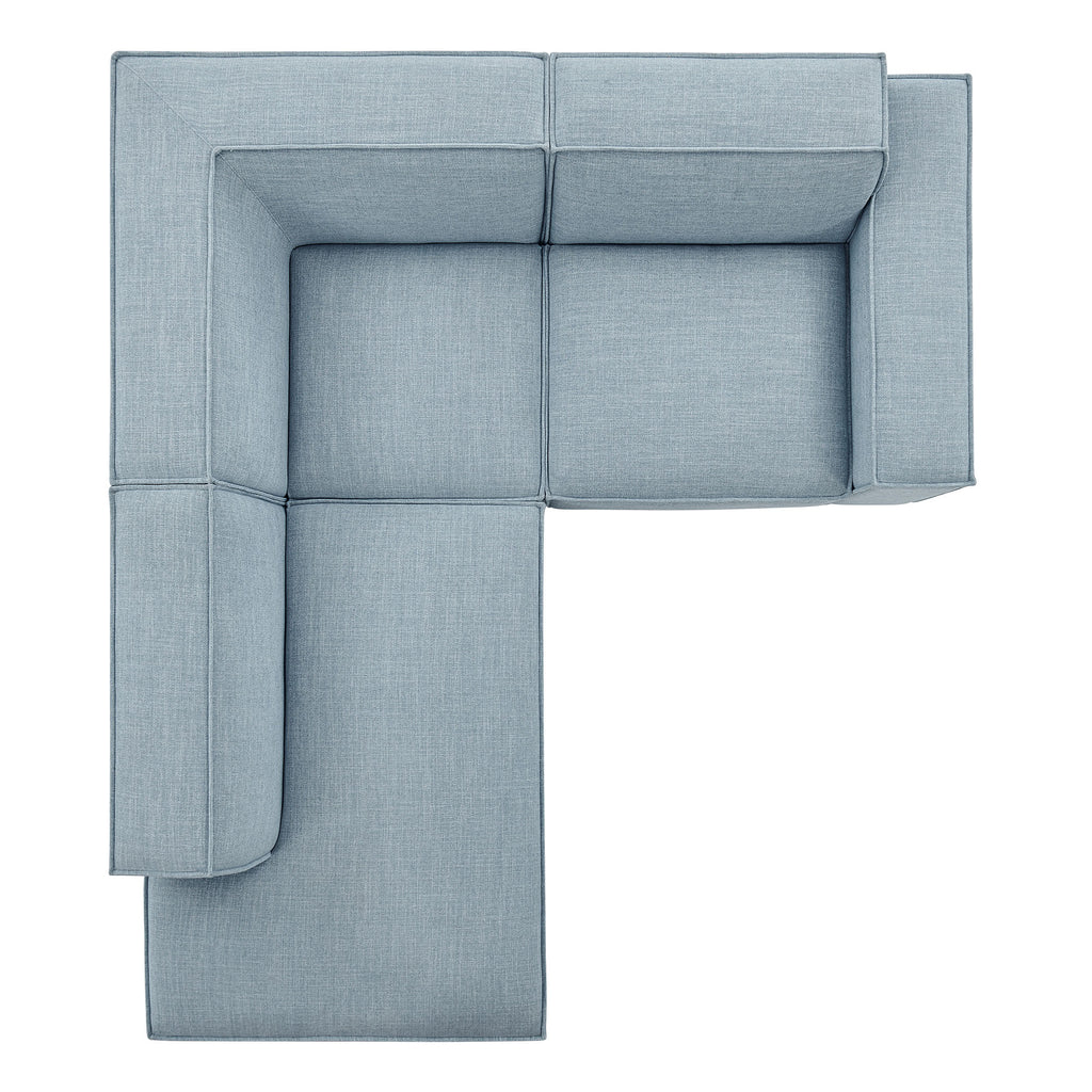 Restore 3-Piece Performance Fabric Upholstered Modular L-Shaped Sectional Sofa - Sky (Chaise, Chair, Corner Chair)