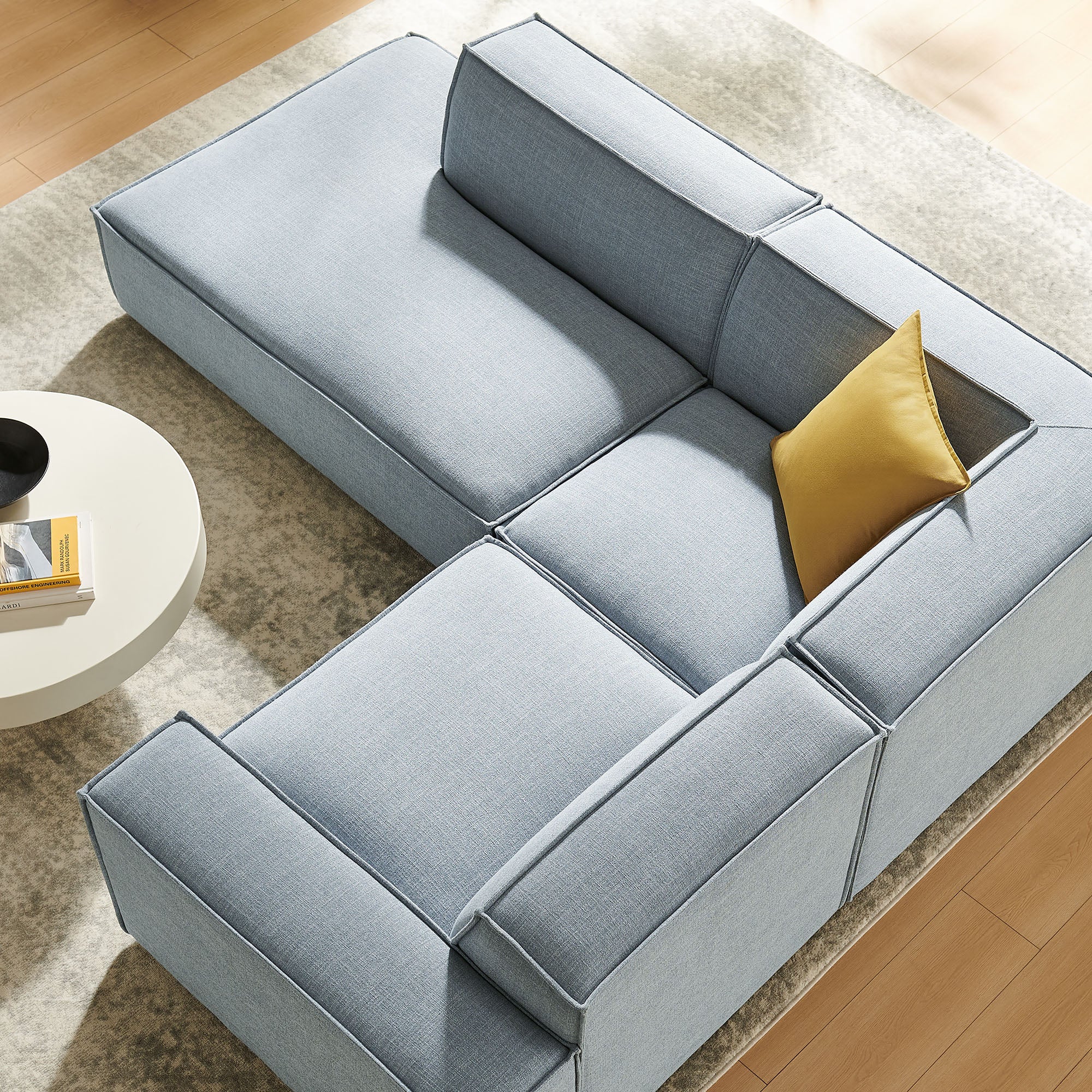 Restore 3-Piece Performance Fabric Upholstered Modular L-Shaped Sectional Sofa - Sky (Chaise, Chair, Corner Chair)