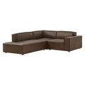Restore 3-Piece Vegan Leather Modular L-Shaped Sectional Sofa - Espresso (Chaise, Chair, Corner Chair)