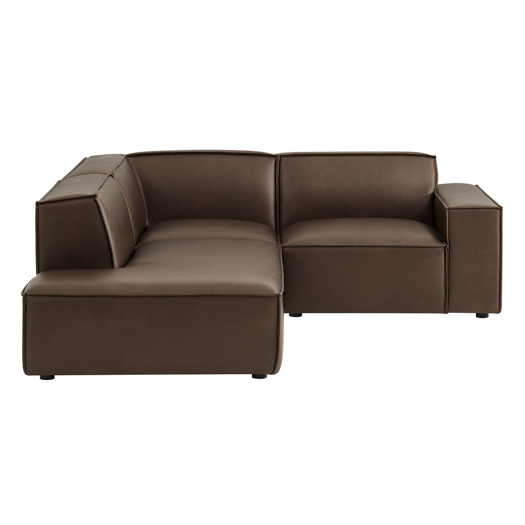 Restore 3-Piece Vegan Leather Modular L-Shaped Sectional Sofa - Espresso (Chaise, Chair, Corner Chair)