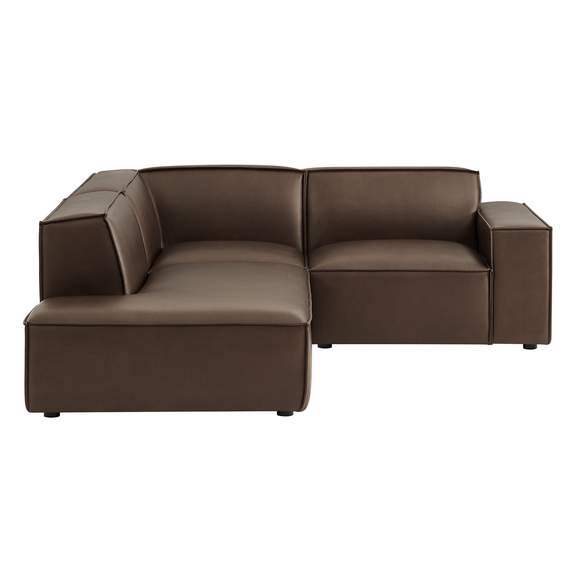 Restore 3-Piece Vegan Leather Modular L-Shaped Sectional Sofa - Espresso (Chaise, Chair, Corner Chair)