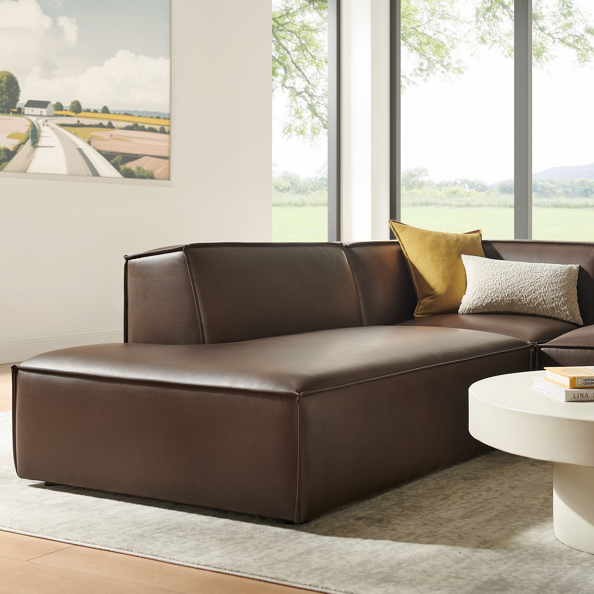 Restore 3-Piece Vegan Leather Modular L-Shaped Sectional Sofa - Espresso (Chaise, Chair, Corner Chair)