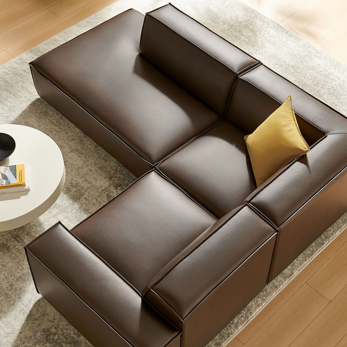 Restore 3-Piece Vegan Leather Modular L-Shaped Sectional Sofa - Espresso (Chaise, Chair, Corner Chair)