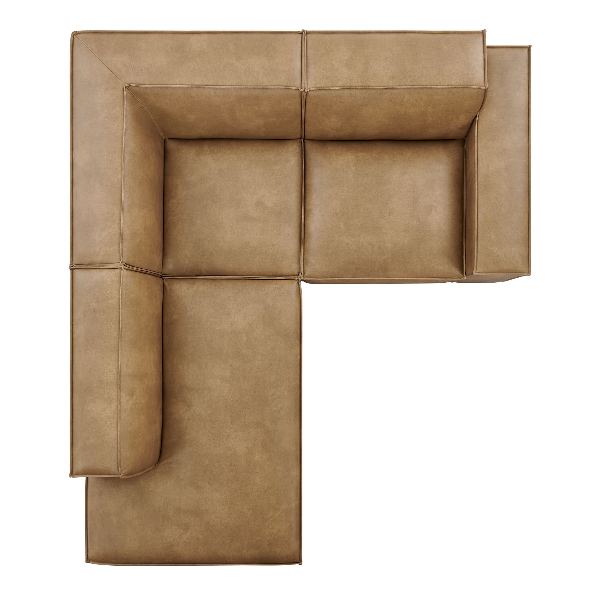 Restore 3-Piece Vegan Leather Modular L-Shaped Sectional Sofa - Toast (Chaise, Chair, Corner Chair)