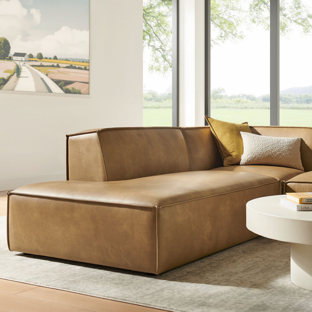 Restore 3-Piece Vegan Leather Modular L-Shaped Sectional Sofa - Toast (Chaise, Chair, Corner Chair)