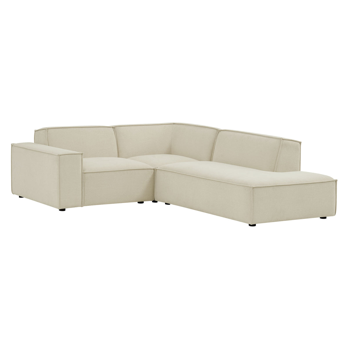 Restore 3-Piece Performance Fabric Upholstered Modular L-Shaped Sectional Sofa - Ecru (Corner Chair, Chaise, Chair)