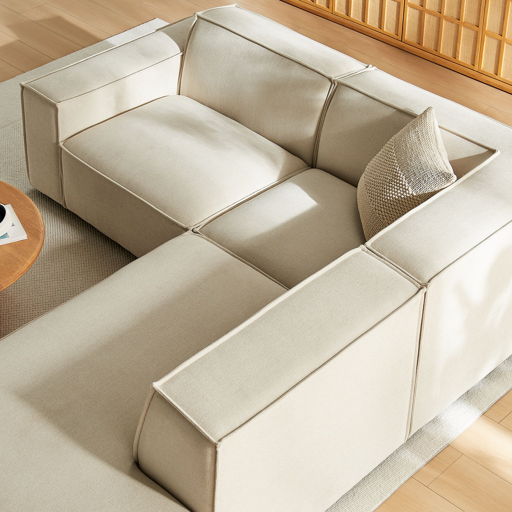 Restore 3-Piece Performance Fabric Upholstered Modular L-Shaped Sectional Sofa - Ecru (Corner Chair, Chaise, Chair)