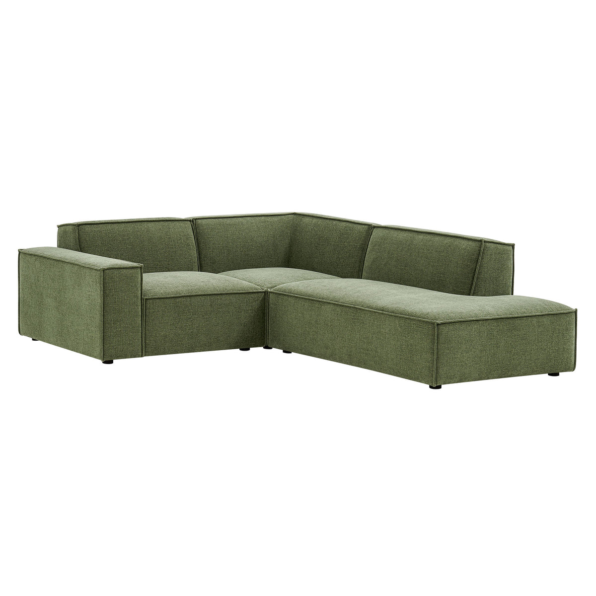 Restore 3-Piece Performance Fabric Upholstered Modular L-Shaped Sectional Sofa - Foliage (Corner Chair, Chaise, Chair)