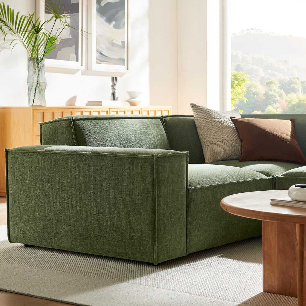 Restore 3-Piece Performance Fabric Upholstered Modular L-Shaped Sectional Sofa - Foliage (Corner Chair, Chaise, Chair)