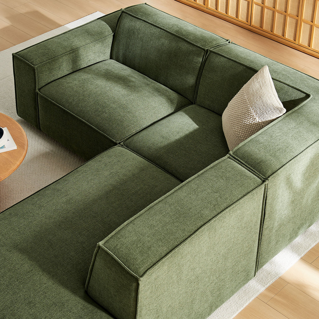 Restore 3-Piece Performance Fabric Upholstered Modular L-Shaped Sectional Sofa - Foliage (Corner Chair, Chaise, Chair)