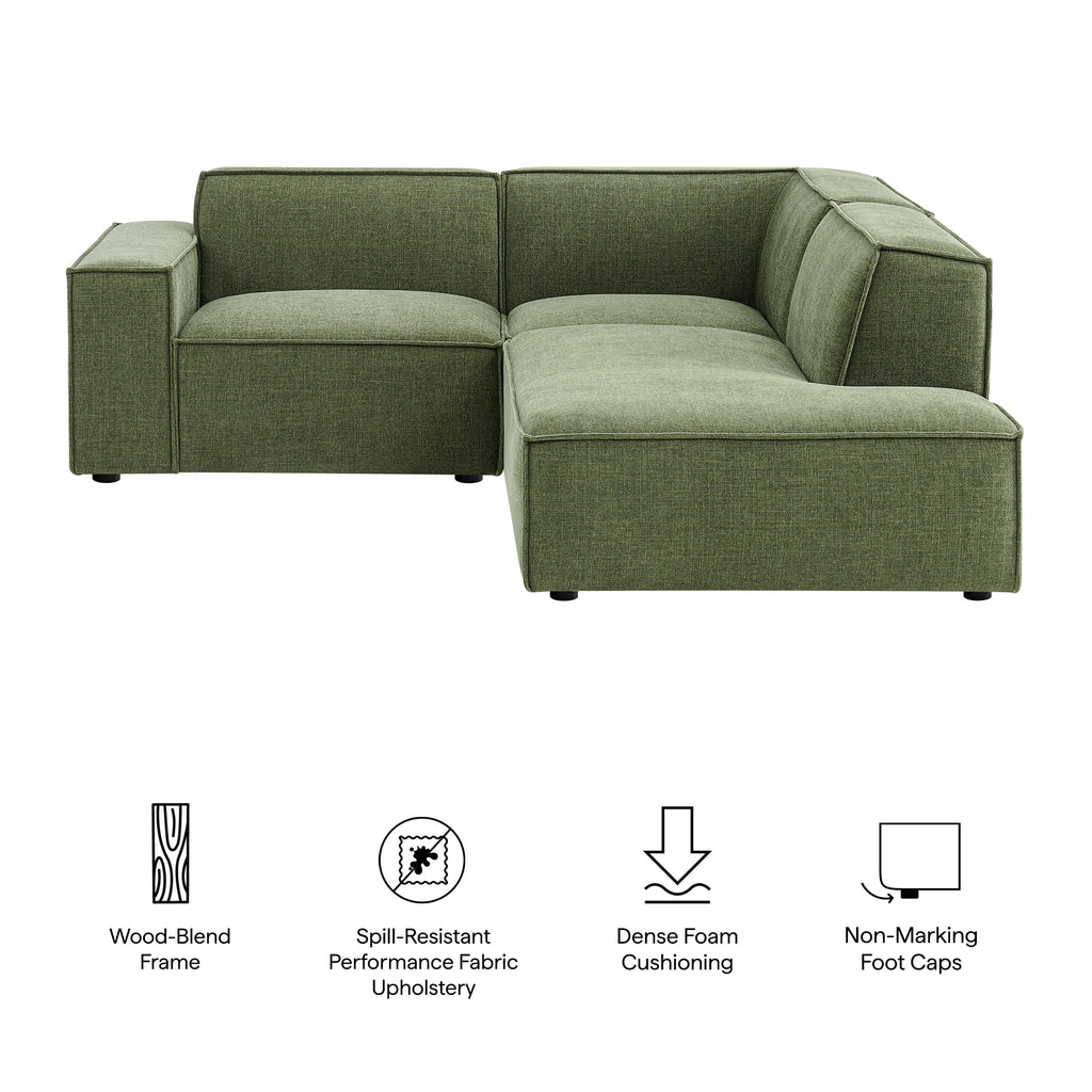 Restore 3-Piece Performance Fabric Upholstered Modular L-Shaped Sectional Sofa - Foliage (Corner Chair, Chaise, Chair)