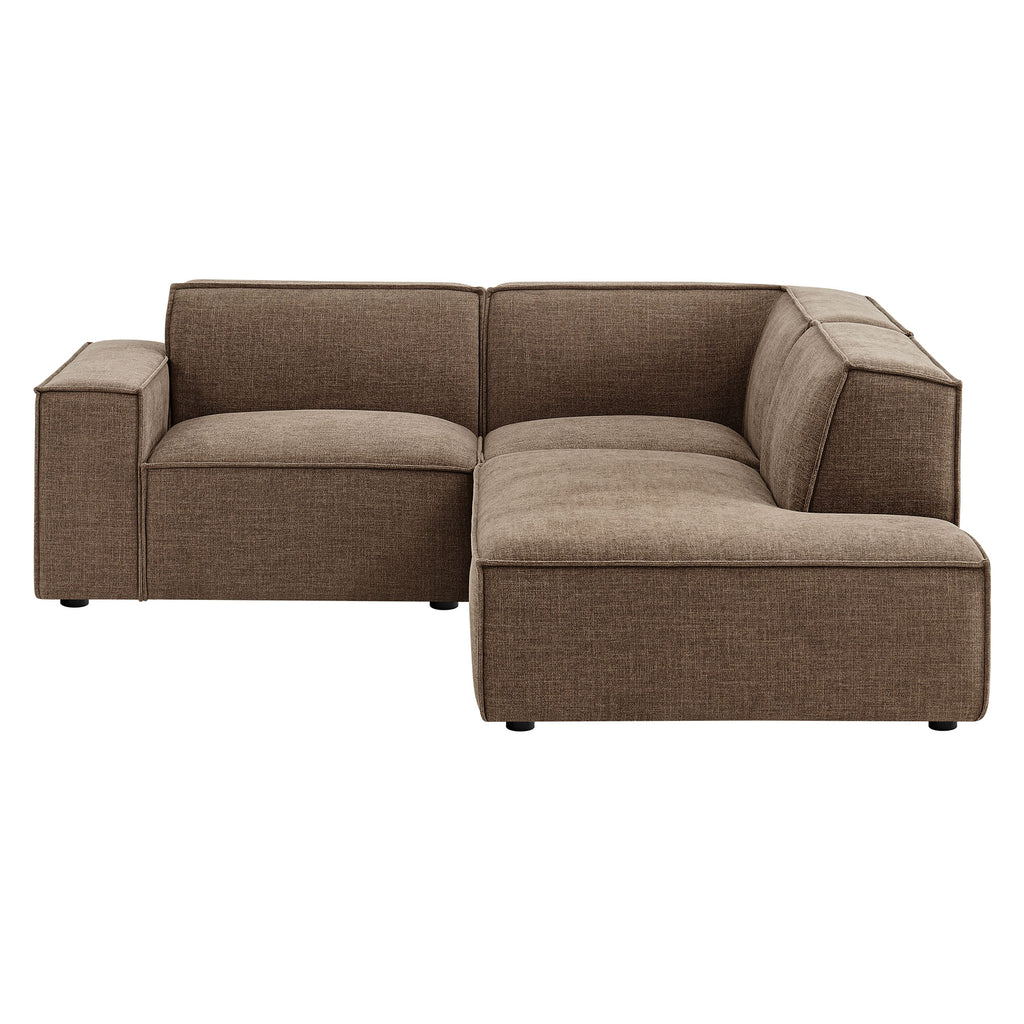 Restore 3-Piece Performance Fabric Upholstered Modular L-Shaped Sectional Sofa - Mocha (Corner Chair, Chaise, Chair)