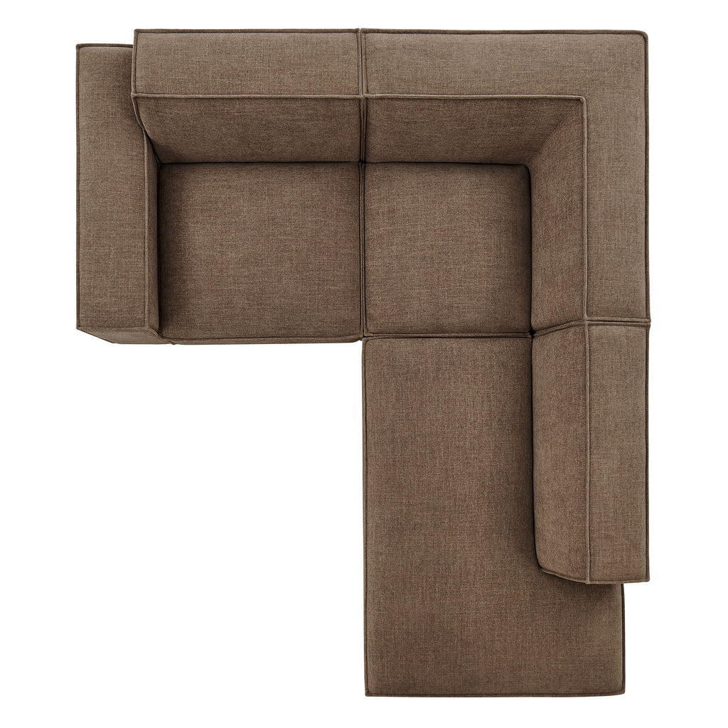 Restore 3-Piece Performance Fabric Upholstered Modular L-Shaped Sectional Sofa - Mocha (Corner Chair, Chaise, Chair)