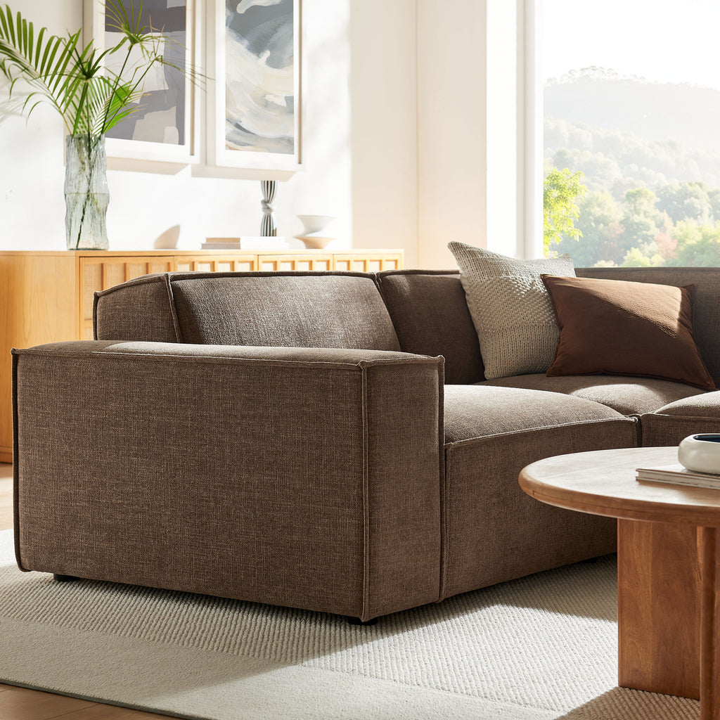 Restore 3-Piece Performance Fabric Upholstered Modular L-Shaped Sectional Sofa - Mocha (Corner Chair, Chaise, Chair)