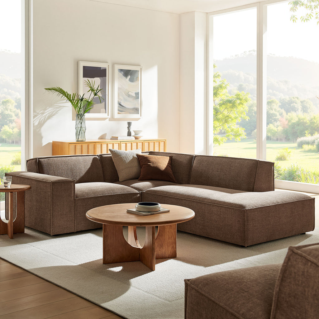 Restore 3-Piece Performance Fabric Upholstered Modular L-Shaped Sectional Sofa - Mocha (Corner Chair, Chaise, Chair)