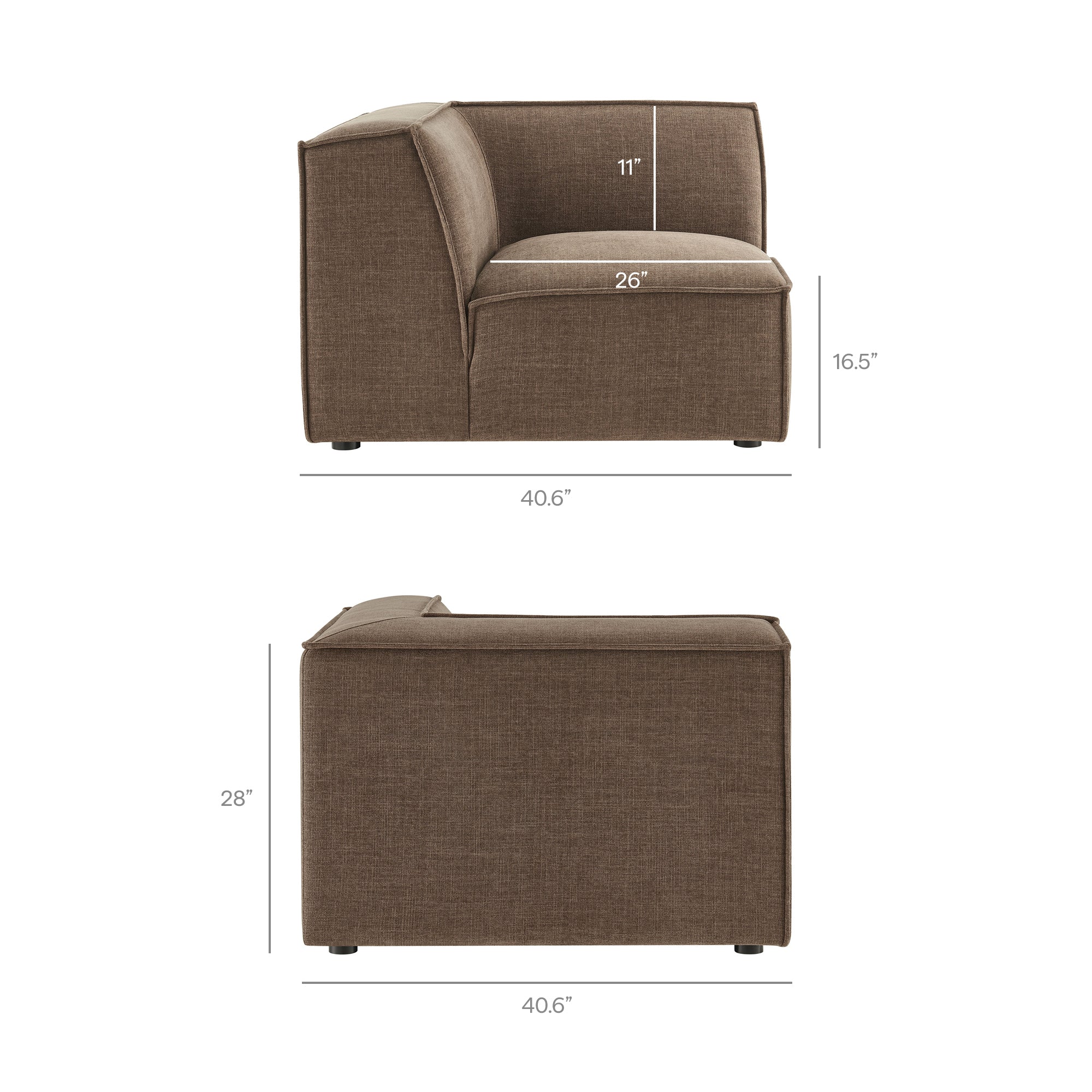 Restore 3-Piece Performance Fabric Upholstered Modular L-Shaped Sectional Sofa - Mocha (Corner Chair, Chaise, Chair)
