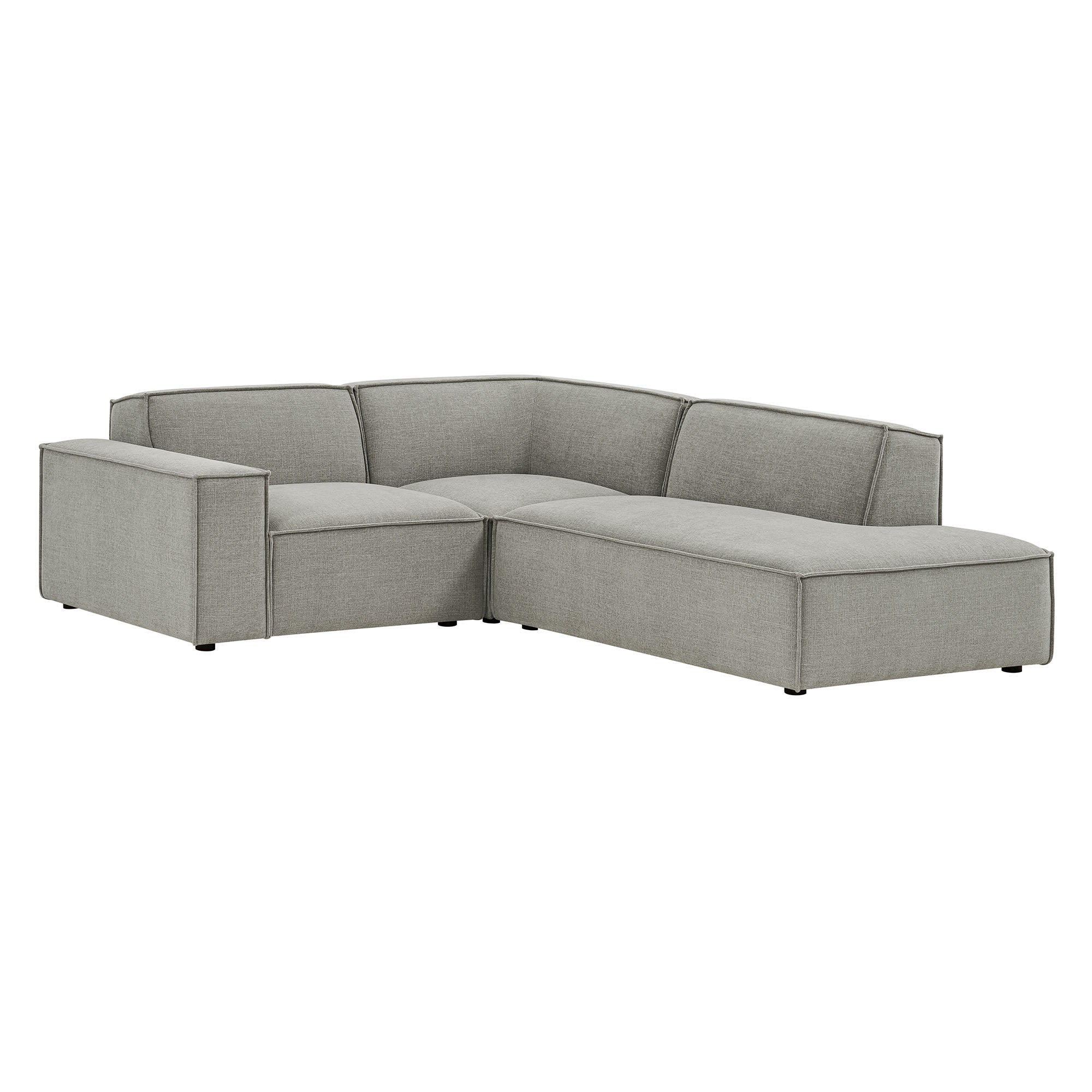 Restore 3-Piece Performance Fabric Upholstered Modular L-Shaped Sectional Sofa - Pewter (Corner Chair, Chaise, Chair)