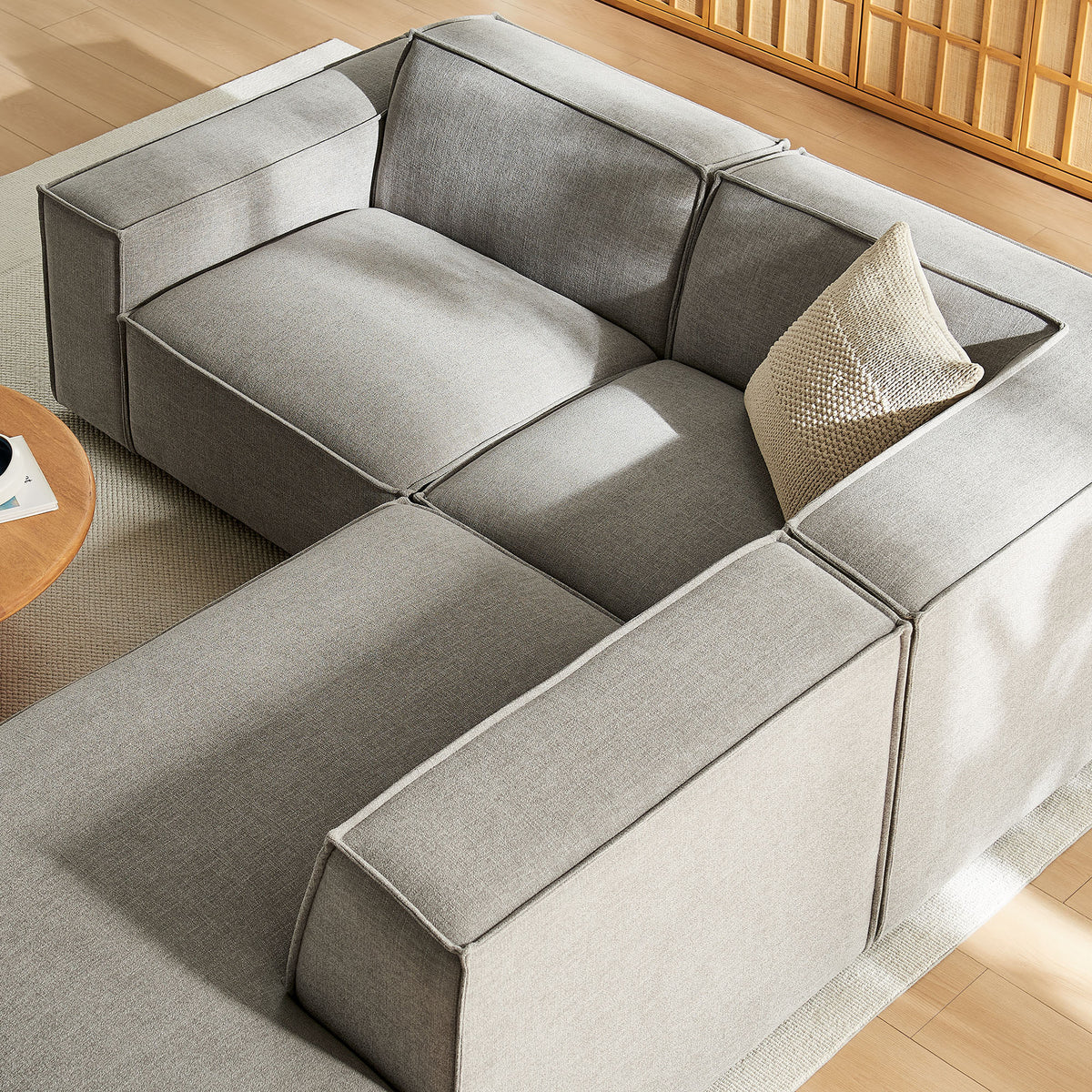 Restore 3-Piece Performance Fabric Upholstered Modular L-Shaped Sectional Sofa - Pewter (Corner Chair, Chaise, Chair)