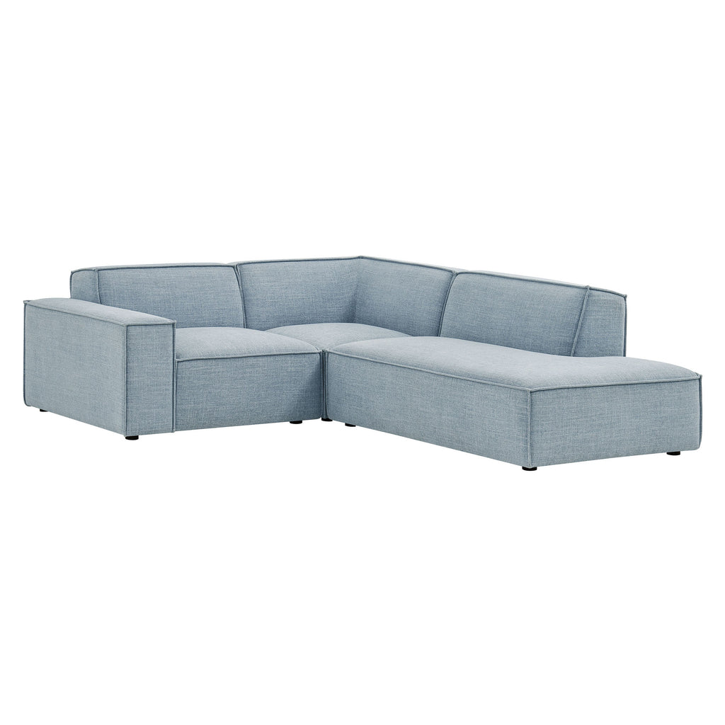 Restore 3-Piece Performance Fabric Upholstered Modular L-Shaped Sectional Sofa - Sky (Corner Chair, Chaise, Chair)