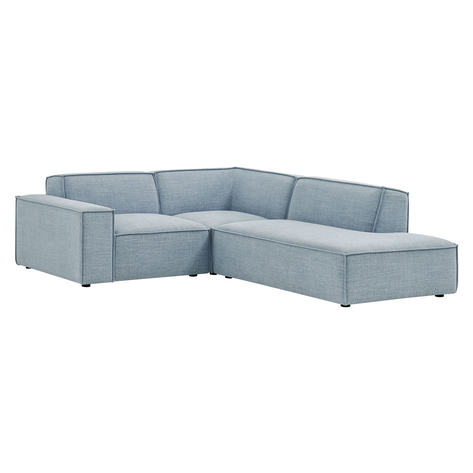 Restore 3-Piece Performance Fabric Upholstered Modular L-Shaped Sectional Sofa - Sky (Corner Chair, Chaise, Chair)