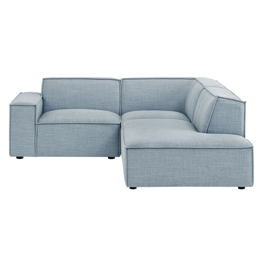 Restore 3-Piece Performance Fabric Upholstered Modular L-Shaped Sectional Sofa - Sky (Corner Chair, Chaise, Chair)