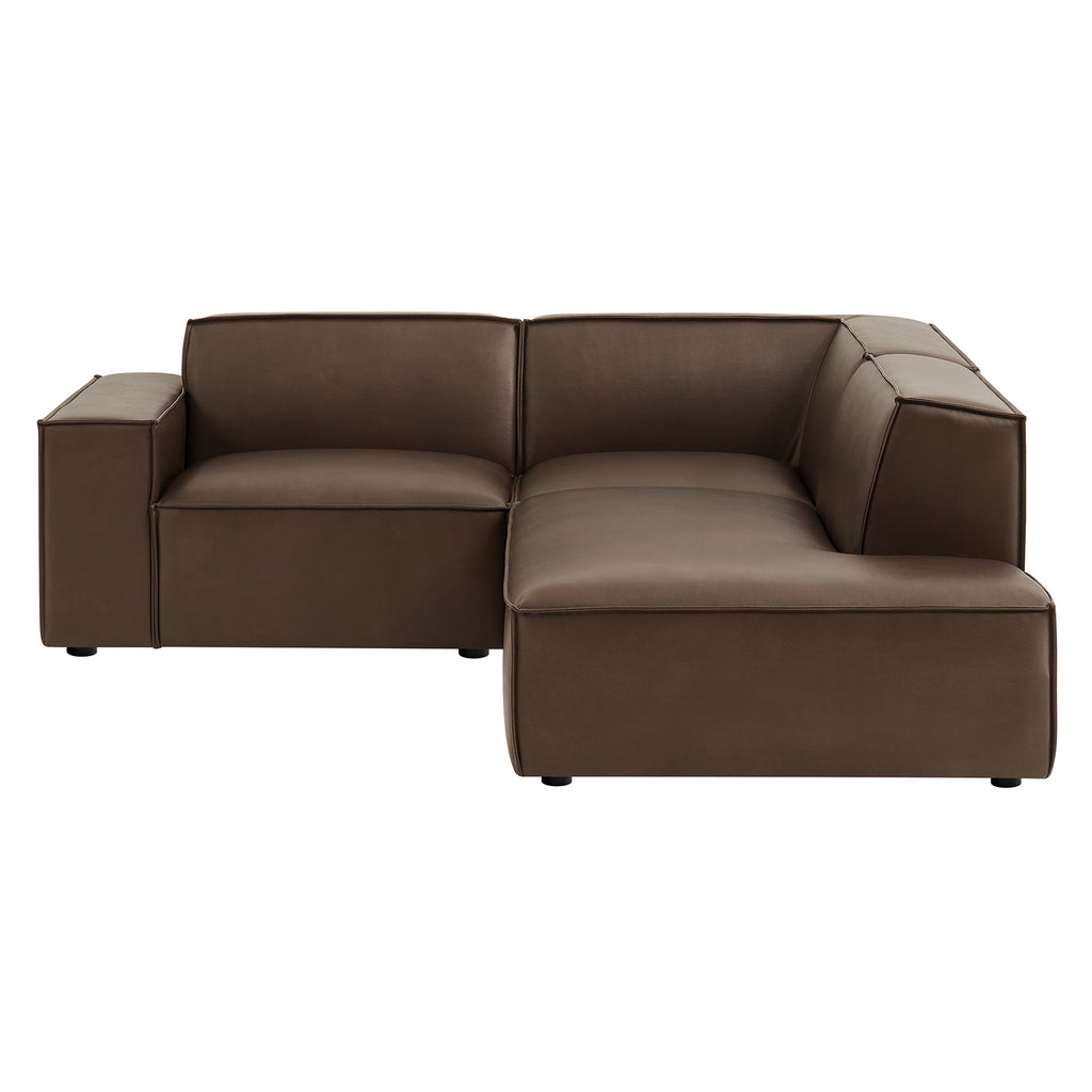 Restore 3-Piece Vegan Leather Modular L-Shaped Sectional Sofa - Espresso (Corner Chair, Chaise, Chair)