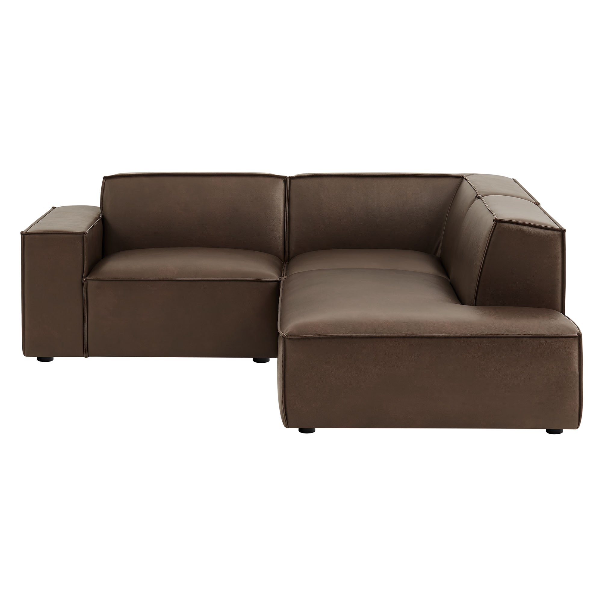 Restore 3-Piece Vegan Leather Modular L-Shaped Sectional Sofa - Espresso (Corner Chair, Chaise, Chair)