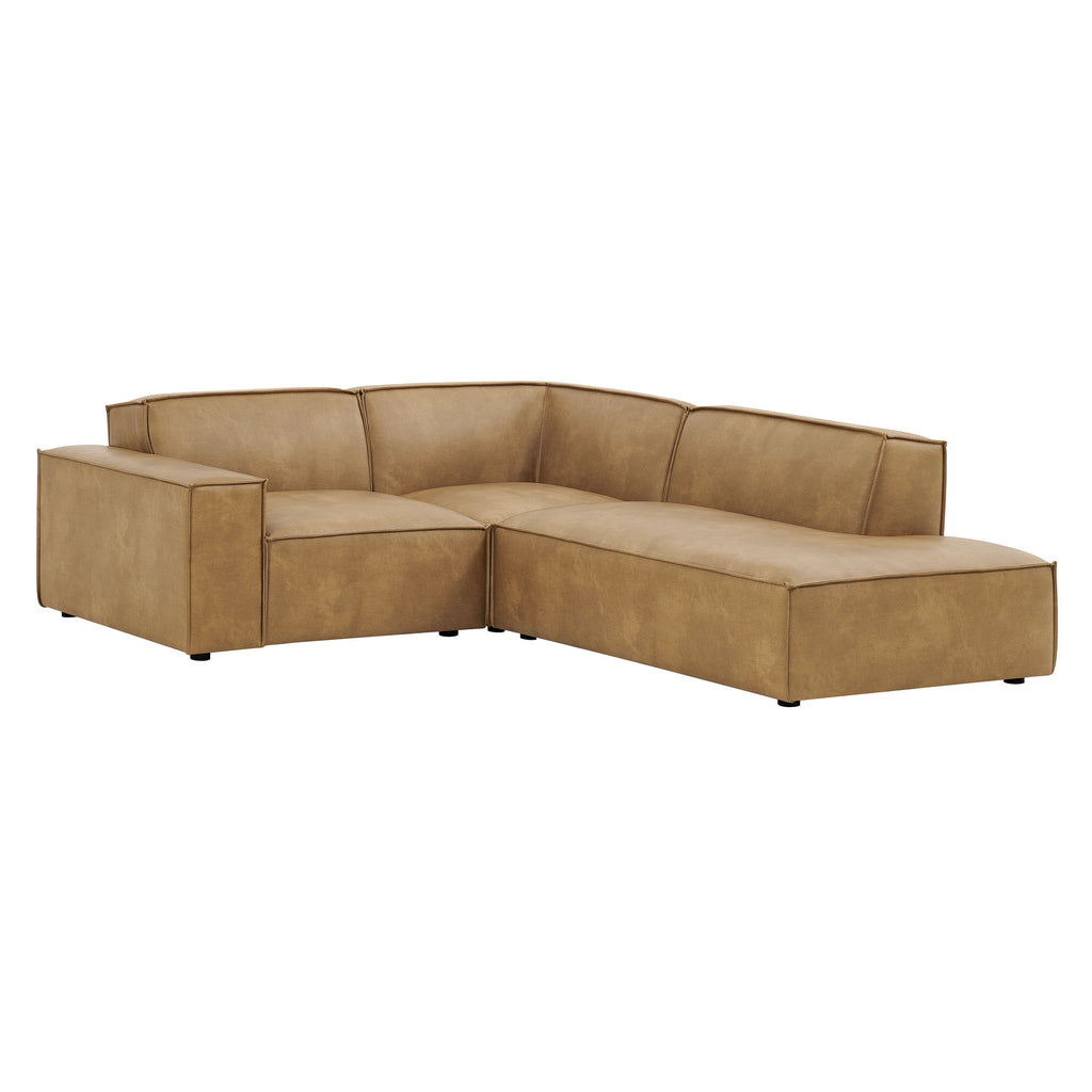Restore 3-Piece Vegan Leather Modular L-Shaped Sectional Sofa - Toast (Corner Chair, Chaise, Chair)