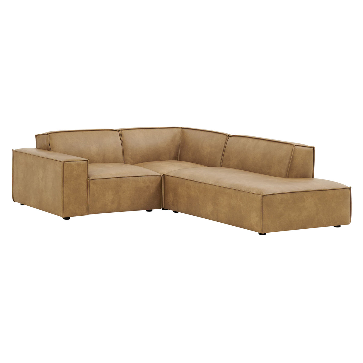 Restore 3-Piece Vegan Leather Modular L-Shaped Sectional Sofa - Toast (Corner Chair, Chaise, Chair)
