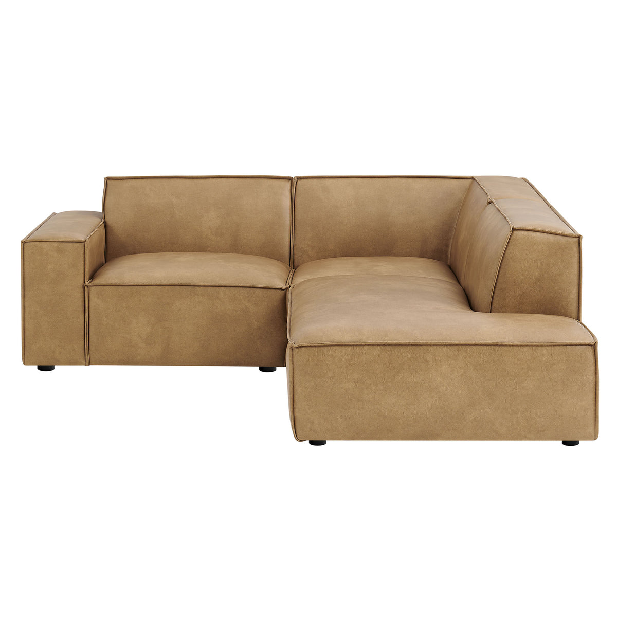Restore 3-Piece Vegan Leather Modular L-Shaped Sectional Sofa - Toast (Corner Chair, Chaise, Chair)