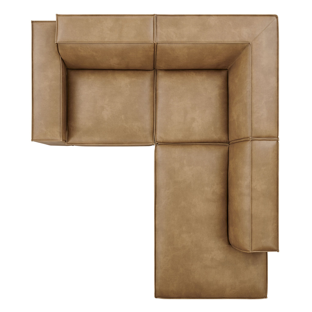Restore 3-Piece Vegan Leather Modular L-Shaped Sectional Sofa - Toast (Corner Chair, Chaise, Chair)