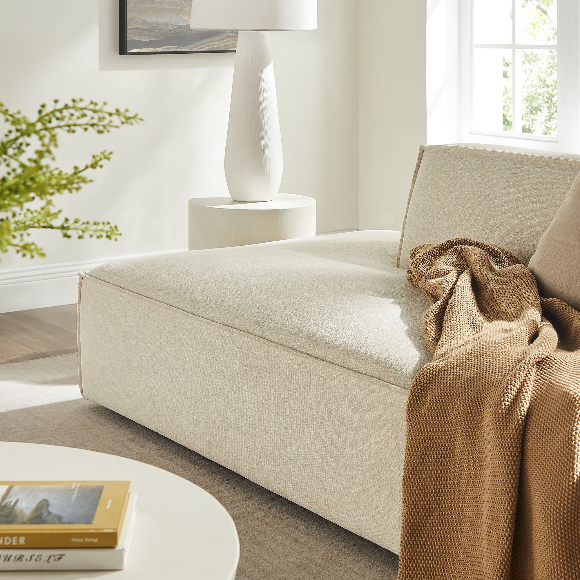 Restore 2-Piece Performance Fabric Upholstered Modular Loveseat - Ecru (Chaise, Chaise)
