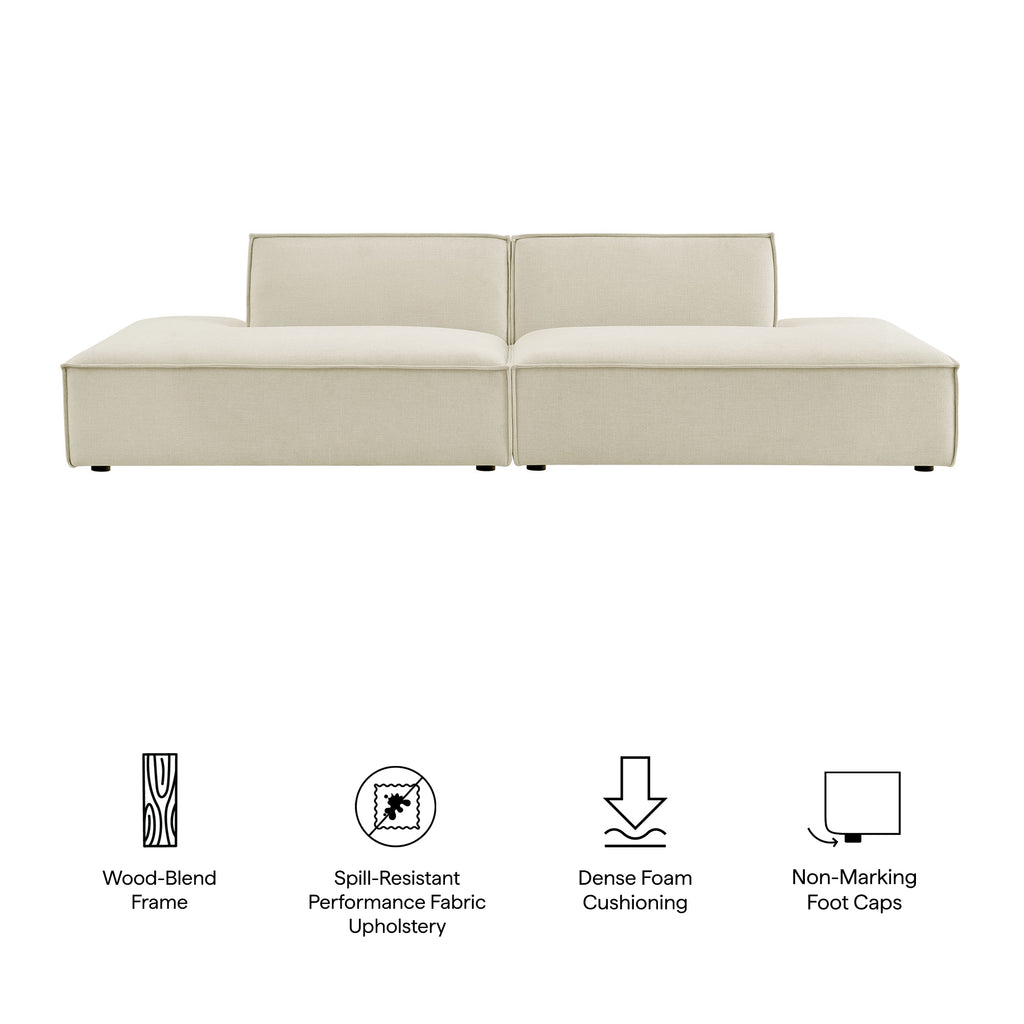 Restore 2-Piece Performance Fabric Upholstered Modular Loveseat - Ecru (Chaise, Chaise)