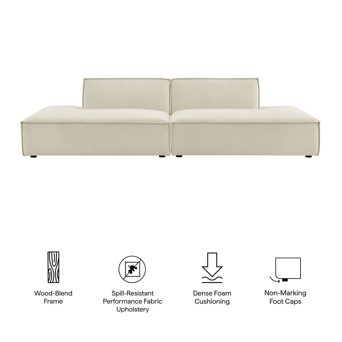 Restore 2-Piece Performance Fabric Upholstered Modular Loveseat - Ecru (Chaise, Chaise)