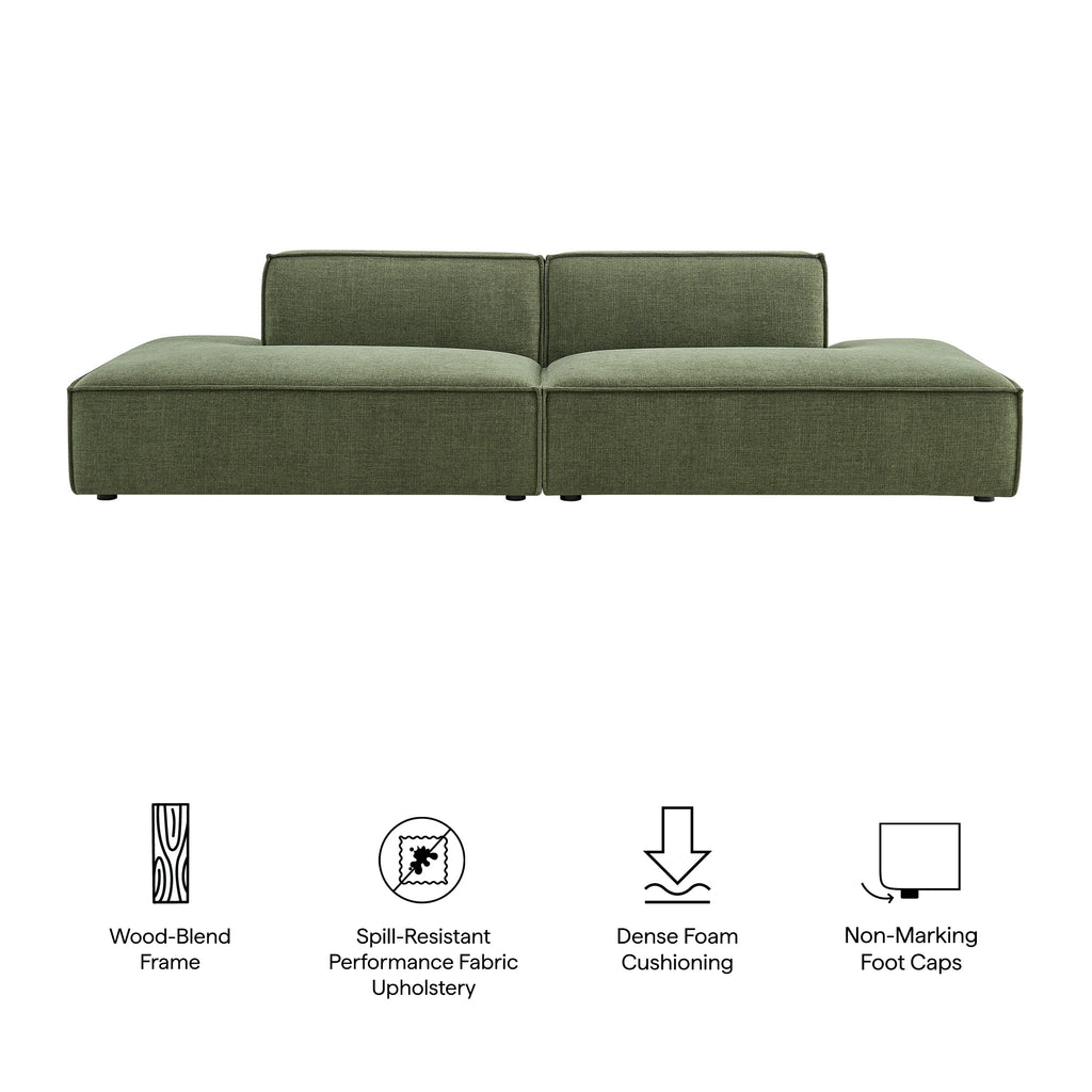 Restore 2-Piece Performance Fabric Upholstered Modular Loveseat - Foliage (Chaise, Chaise)