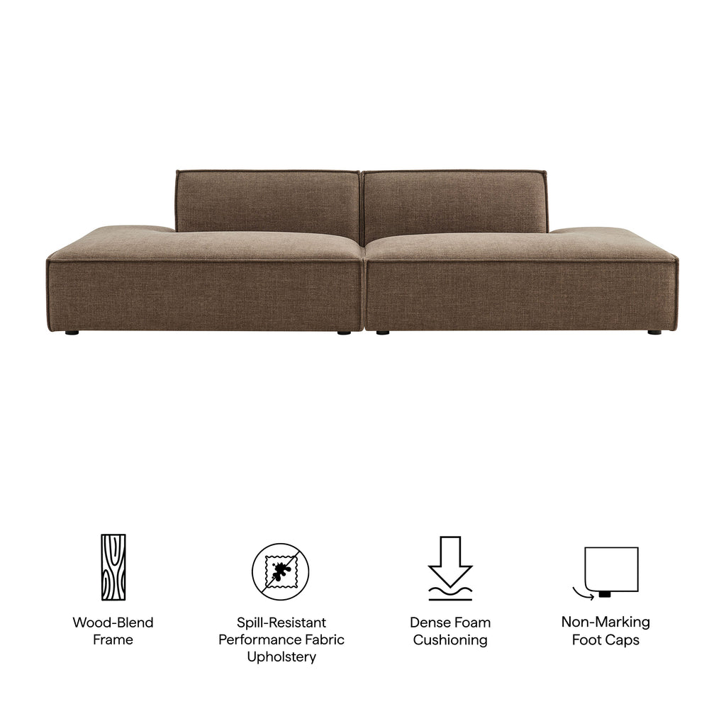 Restore 2-Piece Performance Fabric Upholstered Modular Loveseat - Mocha (Chaise, Chaise)
