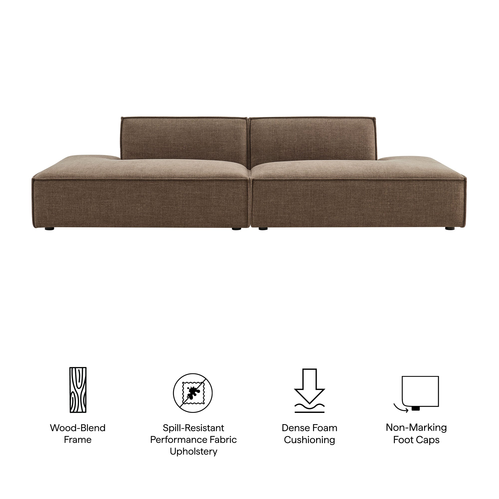Restore 2-Piece Performance Fabric Upholstered Modular Loveseat - Mocha (Chaise, Chaise)