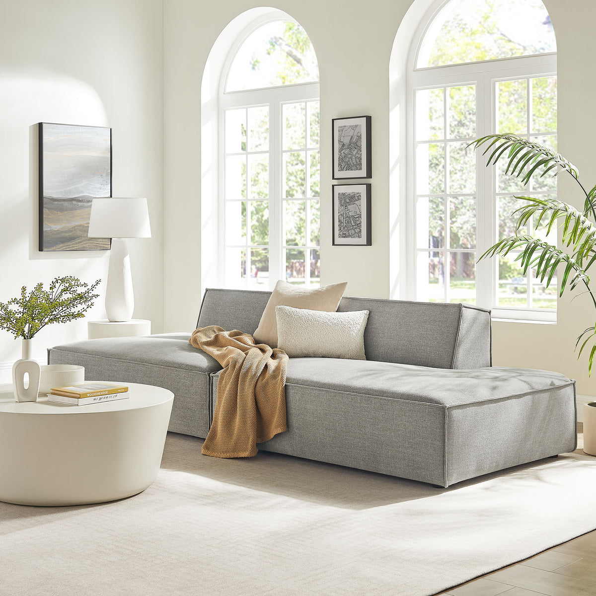 Restore 2-Piece Performance Fabric Upholstered Modular Loveseat - Pewter (Chaise, Chaise)
