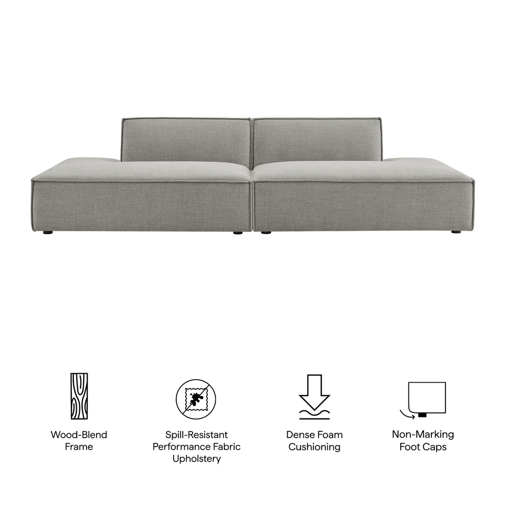 Restore 2-Piece Performance Fabric Upholstered Modular Loveseat - Pewter (Chaise, Chaise)