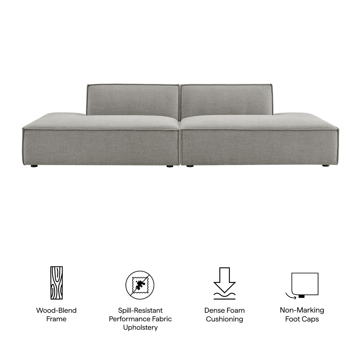 Restore 2-Piece Performance Fabric Upholstered Modular Loveseat - Pewter (Chaise, Chaise)