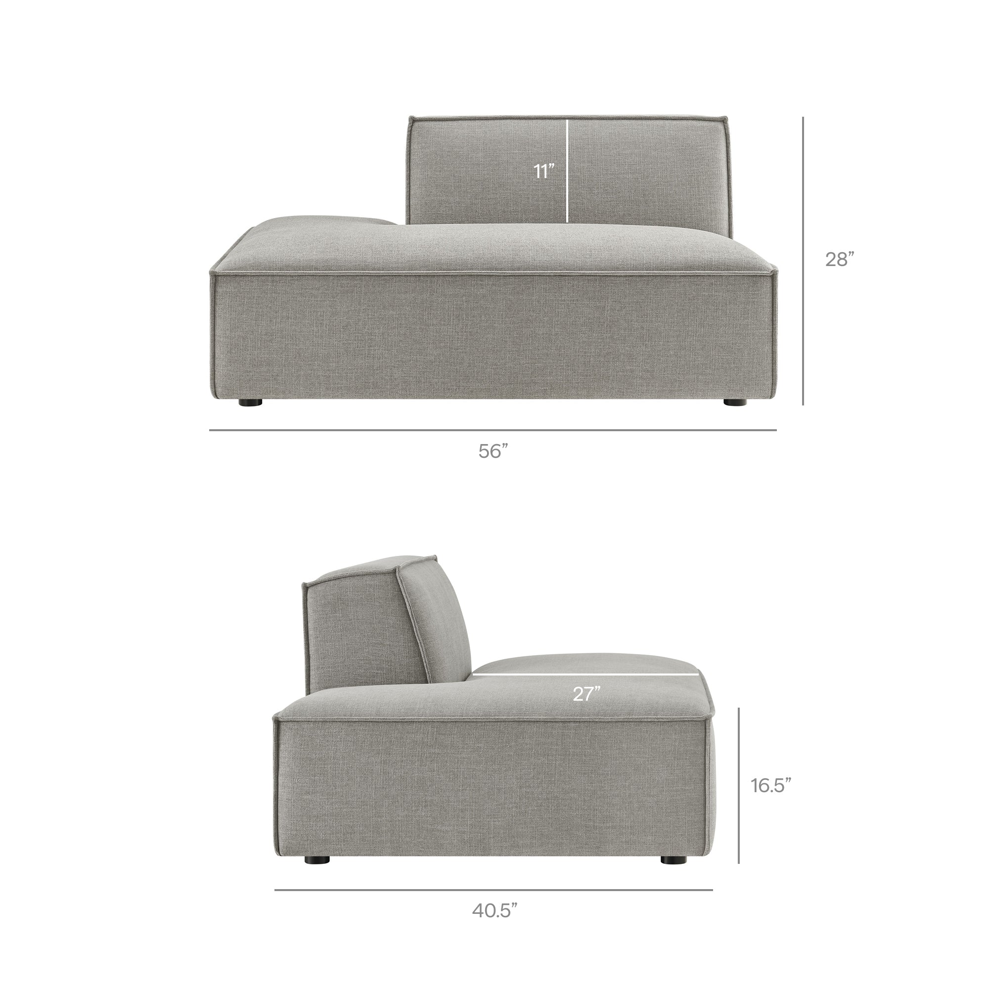 Restore 2-Piece Performance Fabric Upholstered Modular Loveseat - Pewter (Chaise, Chaise)