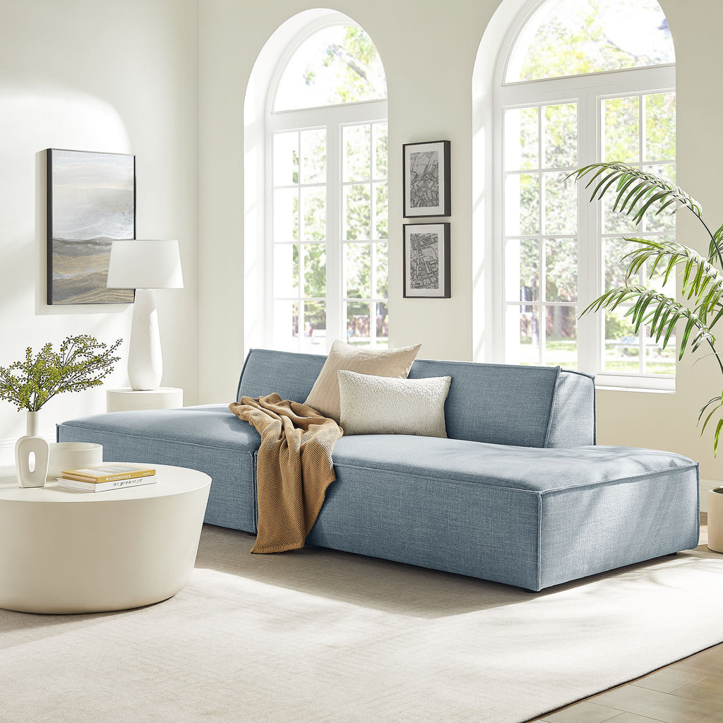 Restore 2-Piece Performance Fabric Upholstered Modular Loveseat - Sky (Chaise, Chaise)