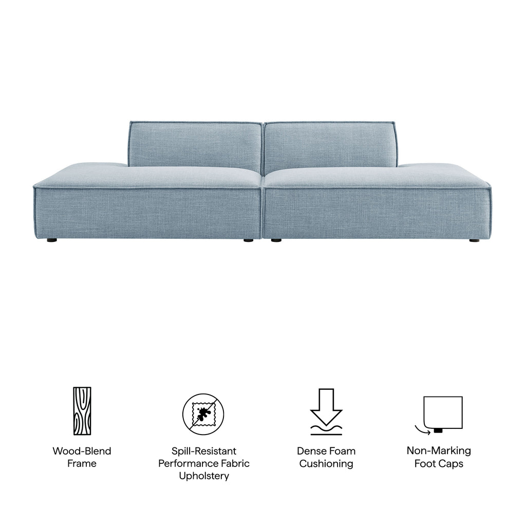 Restore 2-Piece Performance Fabric Upholstered Modular Loveseat - Sky (Chaise, Chaise)