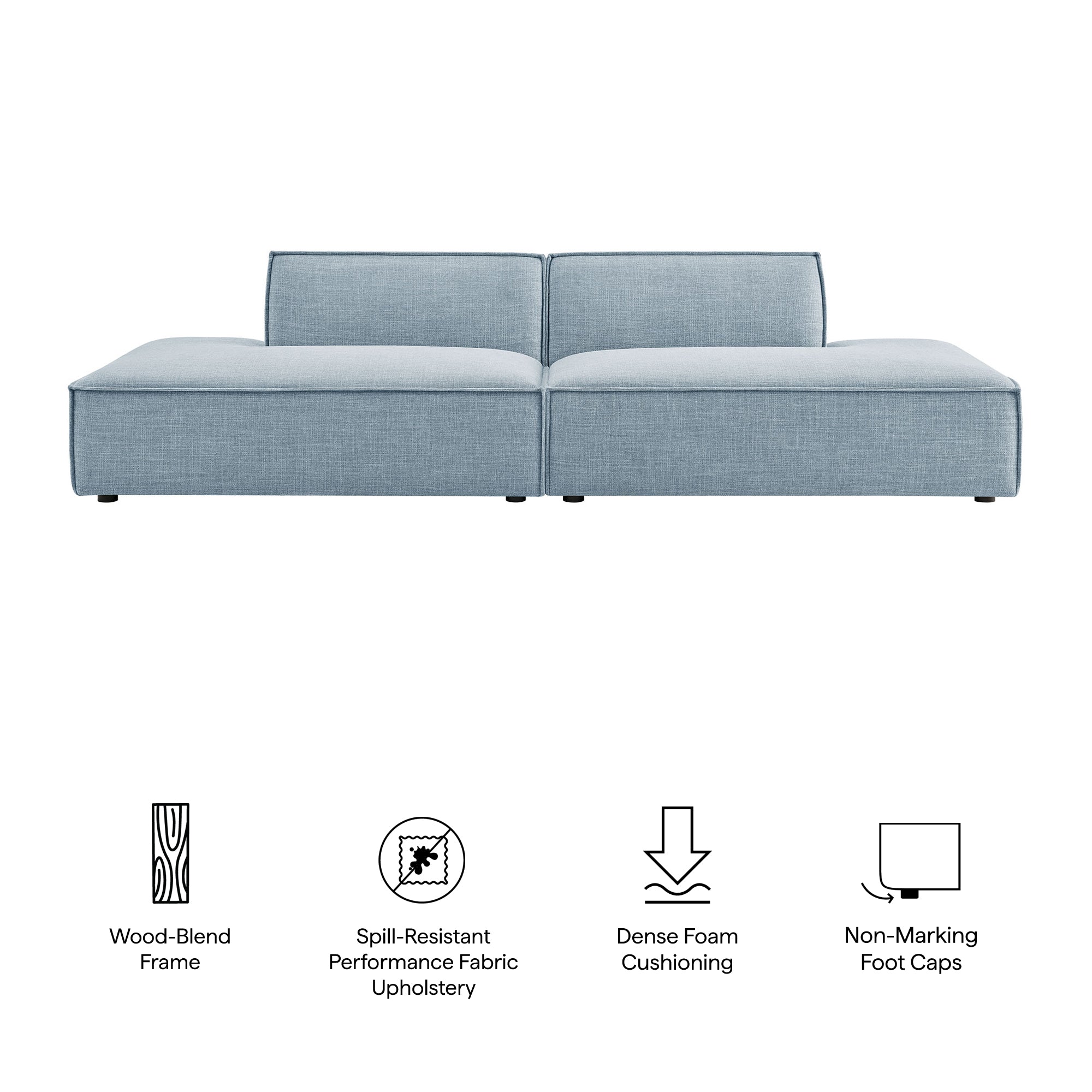 Restore 2-Piece Performance Fabric Upholstered Modular Loveseat - Sky (Chaise, Chaise)