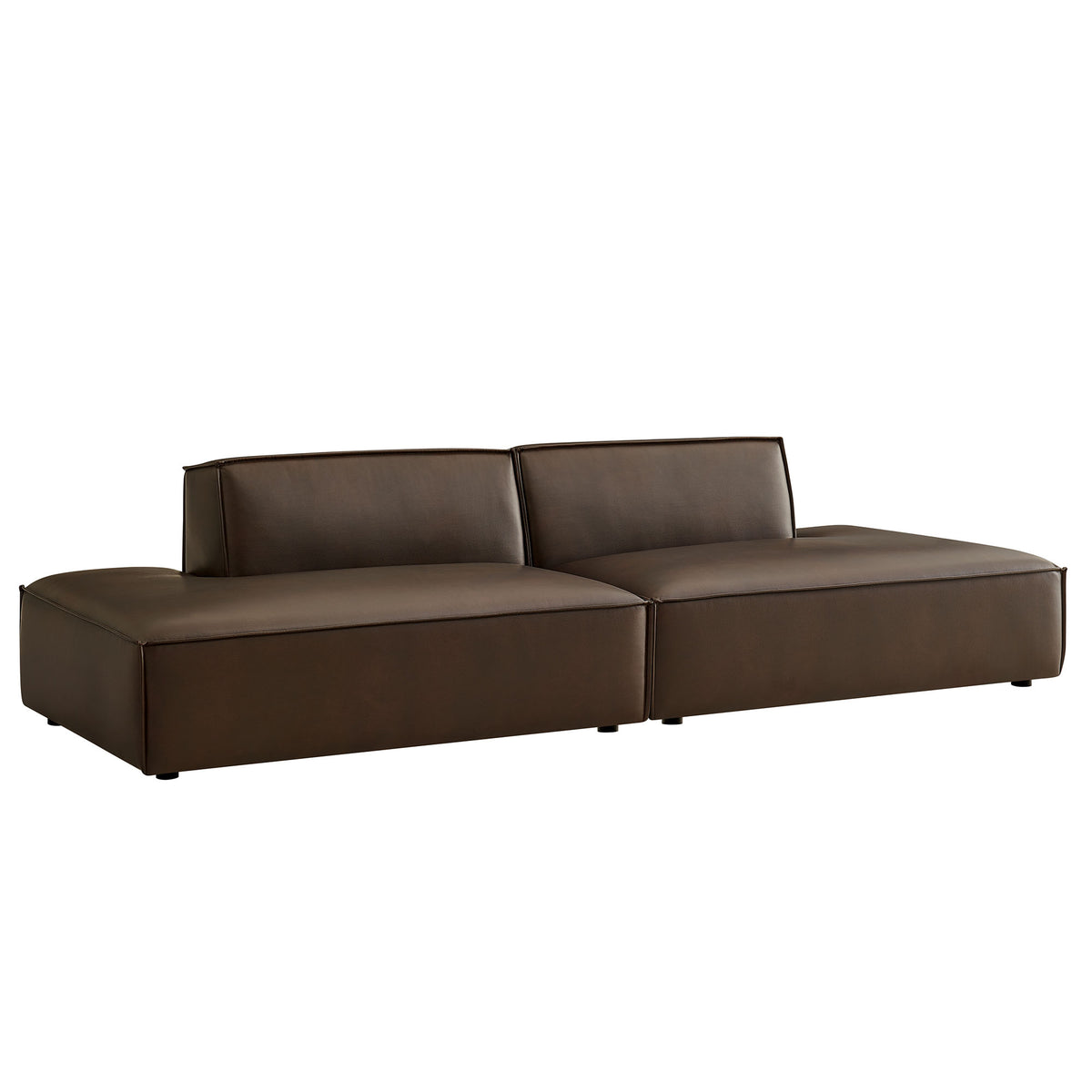 Restore 2-Piece Vegan Leather Modular Loveseat - Espresso (Chaise, Chaise)