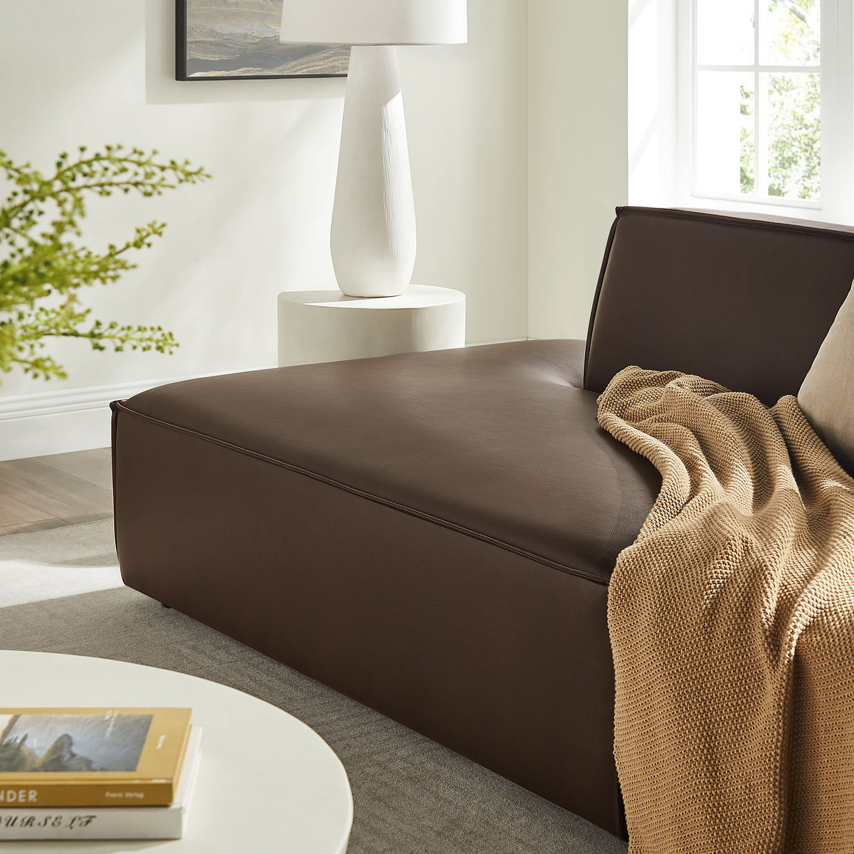 Restore 2-Piece Vegan Leather Modular Loveseat - Espresso (Chaise, Chaise)