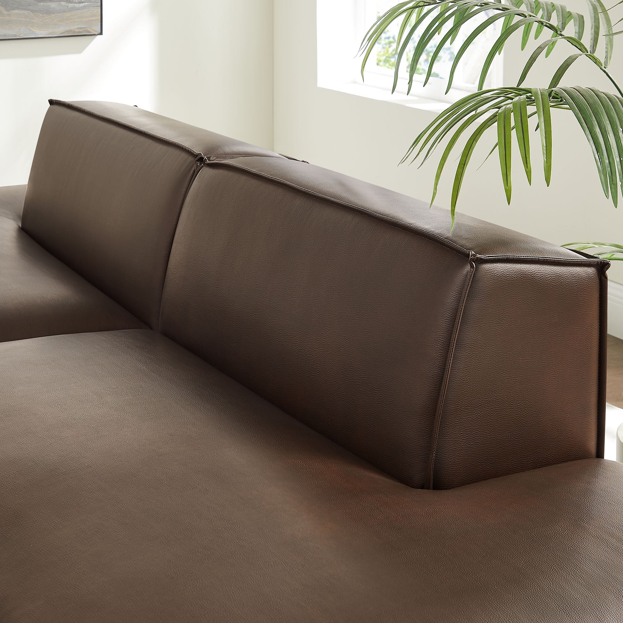 Restore 2-Piece Vegan Leather Modular Loveseat - Espresso (Chaise, Chaise)